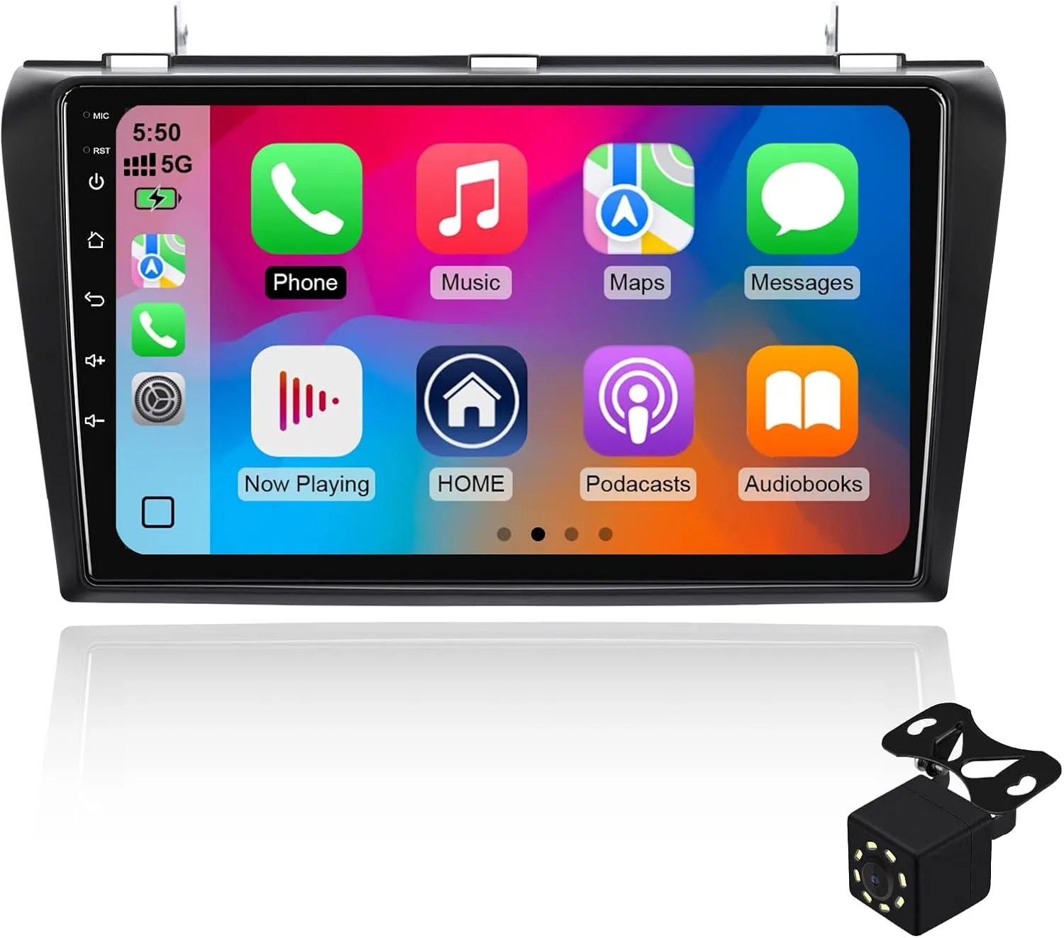 1 32G Android 13 Double Din Car Stereo for Mazda 3 2004-2009 with 9 Inch Touchscreen Radio Built-in Wireless Carplay/Android Auto/GPS/Bluetooth/FM/AUX-in/Steering Wheel Controls/Backup Camera
