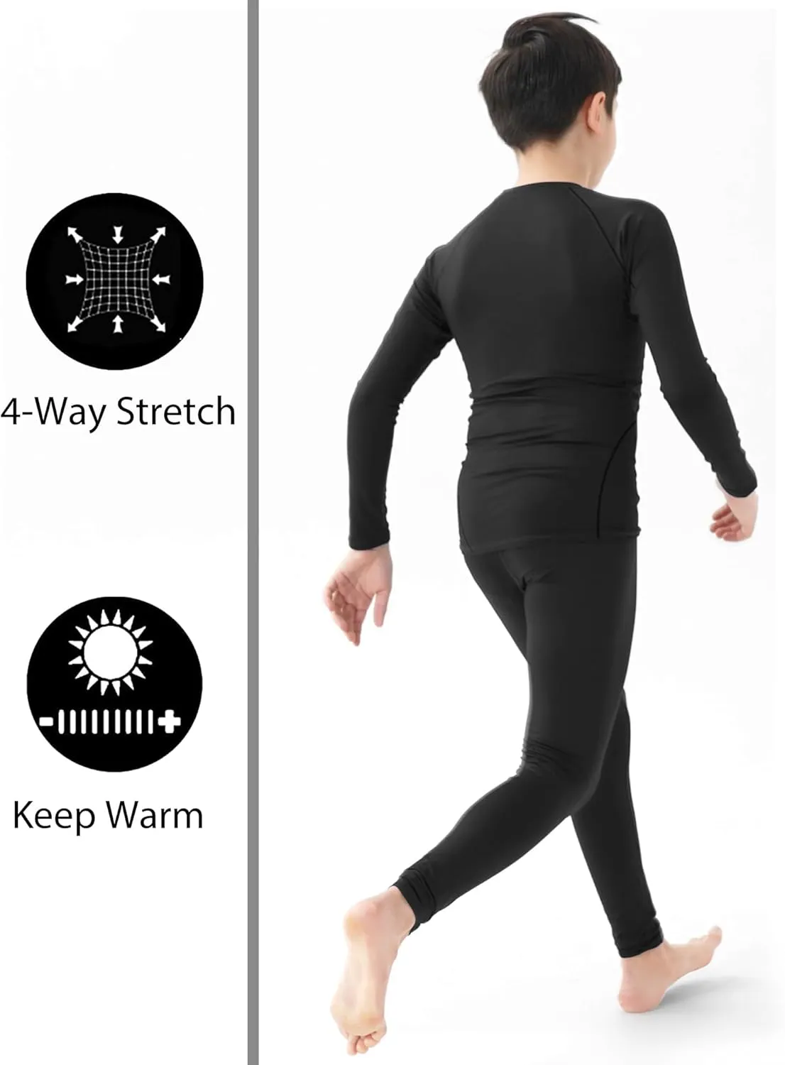 1/4 Pack Youth Boys Thermal Compression Shirts Long Sleeve Fleece Lined Athletic Base Layer Tops Undershirts for Kids