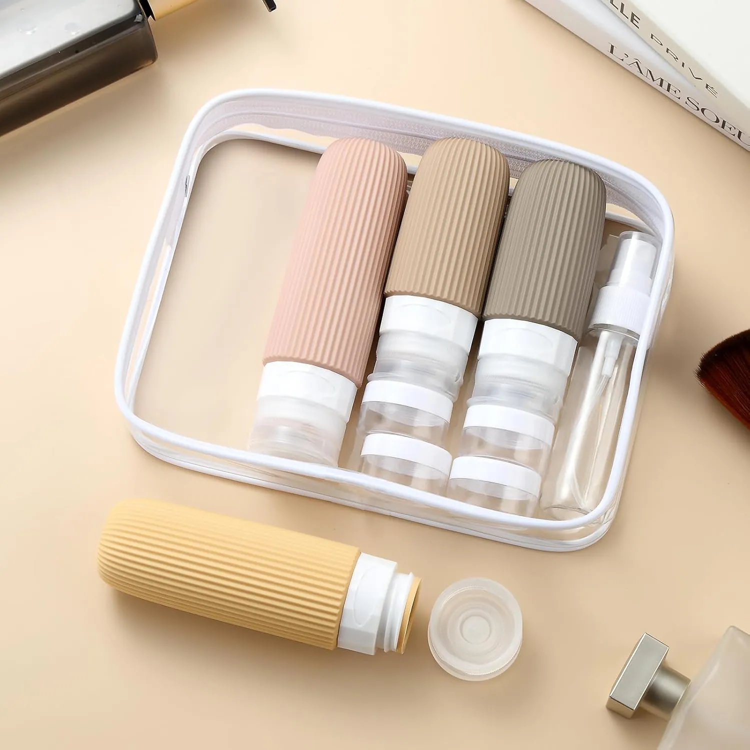 16 Pack Travel Bottles Set, TSA Approved Leak Proof Silicone Squeezable Containers for Toiletries, Refillable Travel Accessories for Conditioner, Shampoo, Lotion & Body Wash Accessories