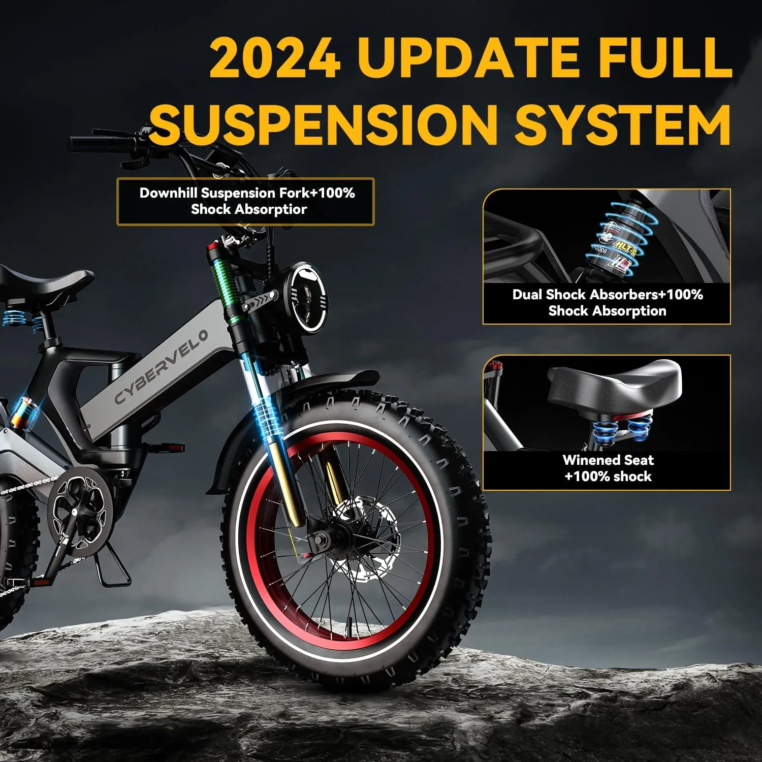 2000W Electric Bike for Adults  4.0 x 20 inch Fat Tire, 35MPH Speed, 100Mile Range, 48V 25Ah,Folding Ebike for All-Terrain Performance