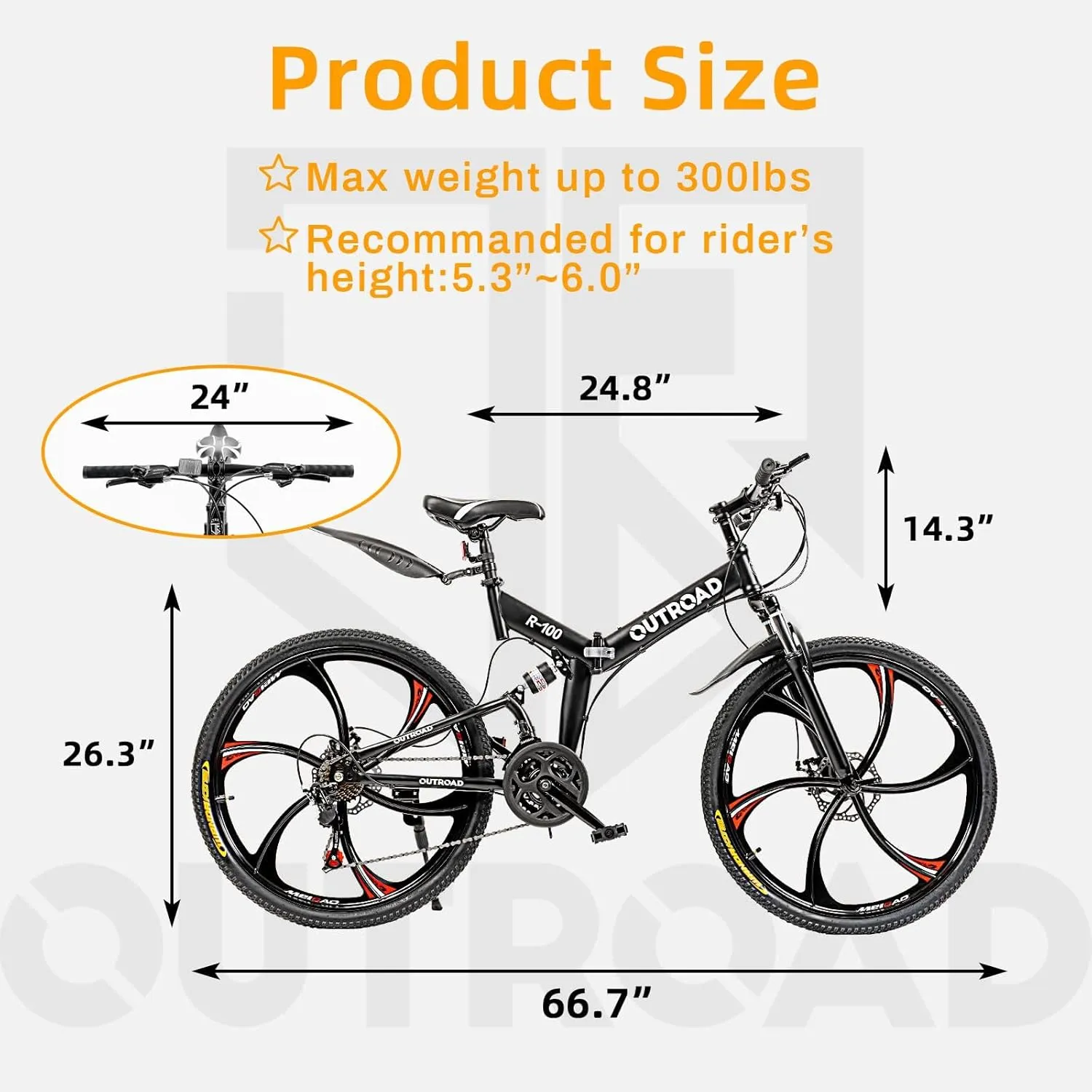 26 Inch Folding Mountain Bike with High Carbon Steel, 21 Speed City Bike with Dual Suspension, Folding Bicycle for Adults Men and Women