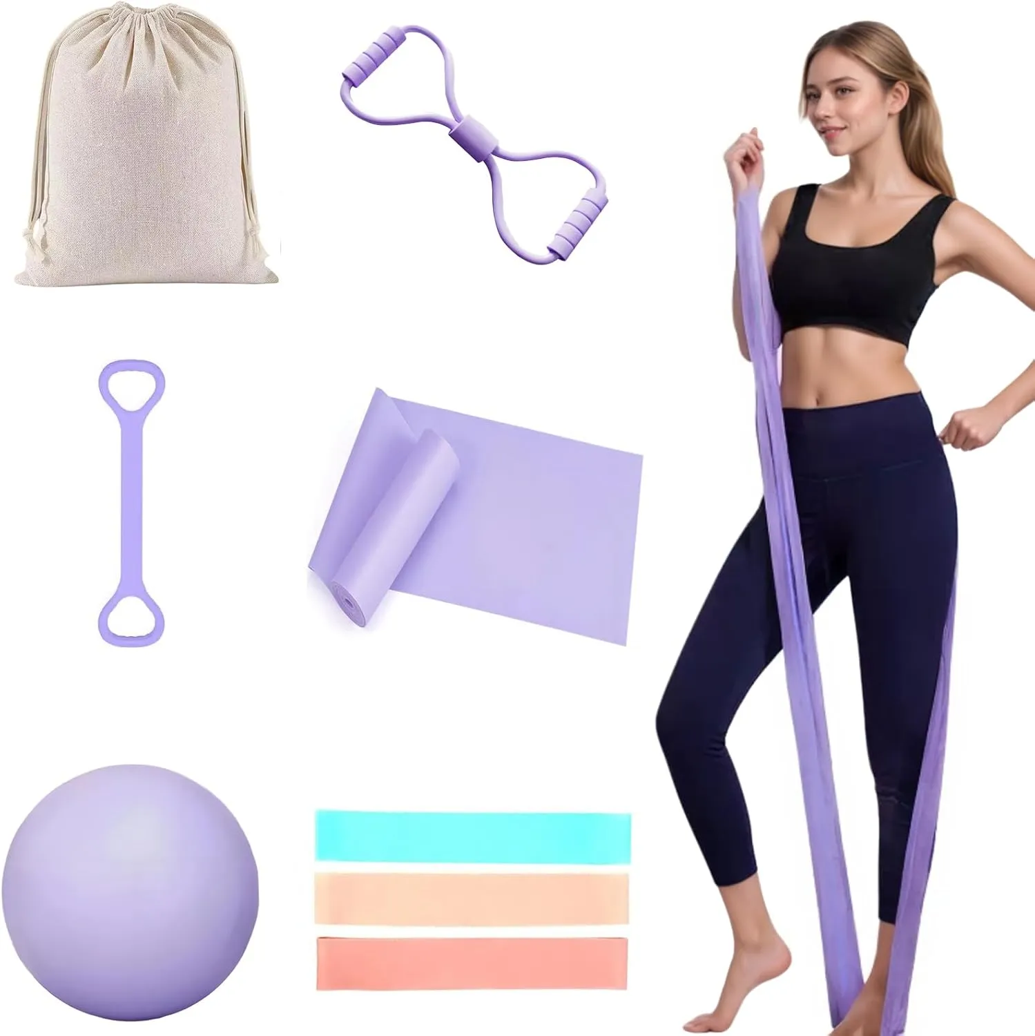 Accessory for Pilates Board,Pilates Sets, Pilates Reformer Set 6 in 1Multifunctional Abdominal Pilates ExercisePilates Essentials Kit for Women Professional Pilates Equipment Set