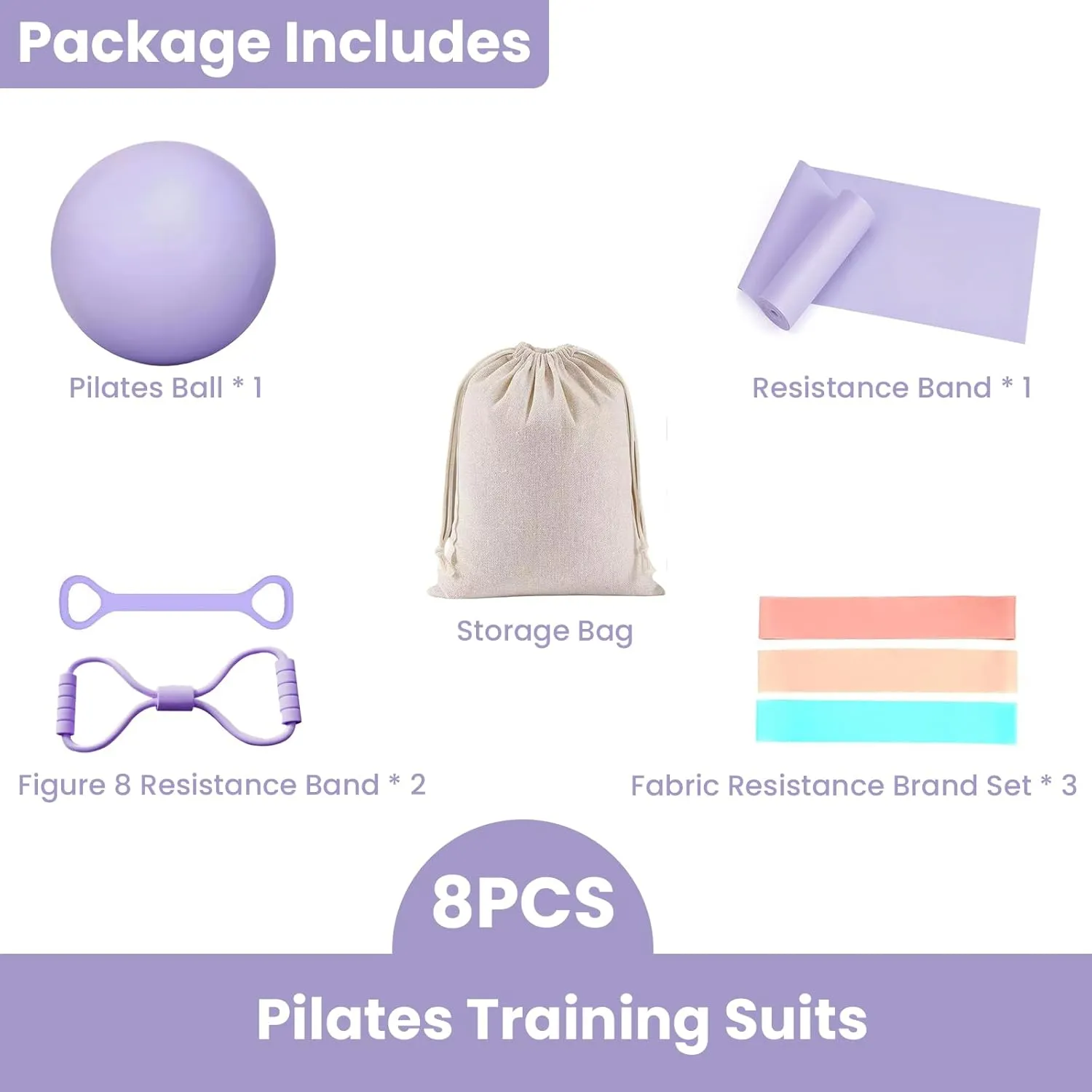 Accessory for Pilates Board,Pilates Sets, Pilates Reformer Set 6 in 1Multifunctional Abdominal Pilates ExercisePilates Essentials Kit for Women Professional Pilates Equipment Set