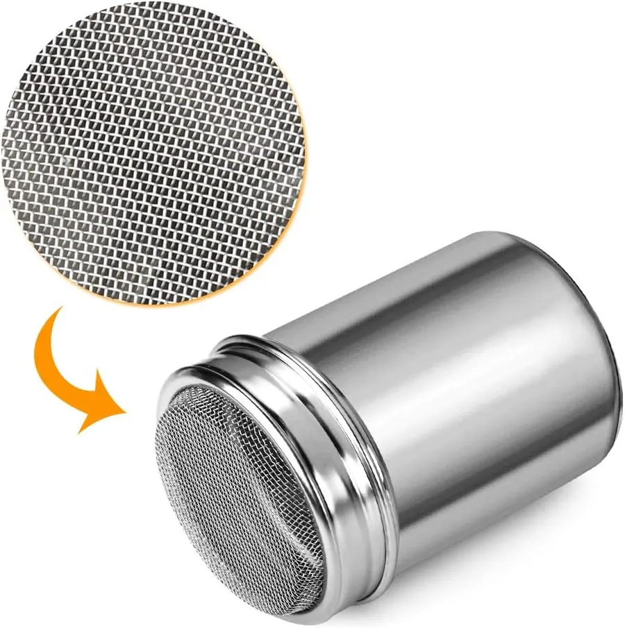 Accmor 2 Pack Powdered Sugar Shaker Duster with Lid, Cinnamon Shaker Flour Sifter, Fine Mesh Stainless Steel Dredge for Baking Soda Flour Cinnamon Cocoa
