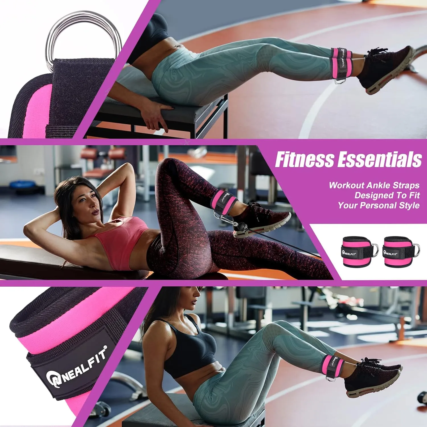 Ankle Strap for Cable Machine, Gym Ankle Cuff for Kickbacks, Leg Extensions, Glute Workouts, Booty Hip Abductors Exercise for Women and Men