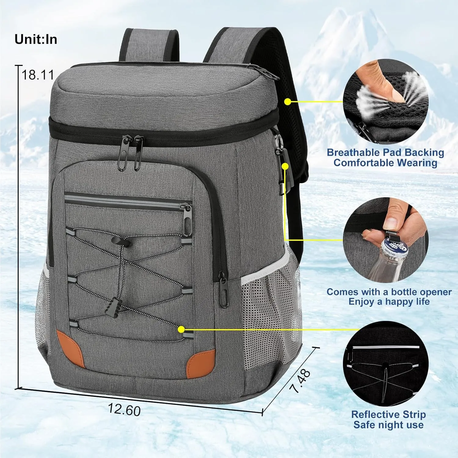 Backpack Cooler Insulated Leak Proof for Men Wowen 36 Cans Soft Cooler Backpack Insulated Waterproof Large Capacity Coolers Bag Portable for Lunch Camping Travel Picnic Hiking