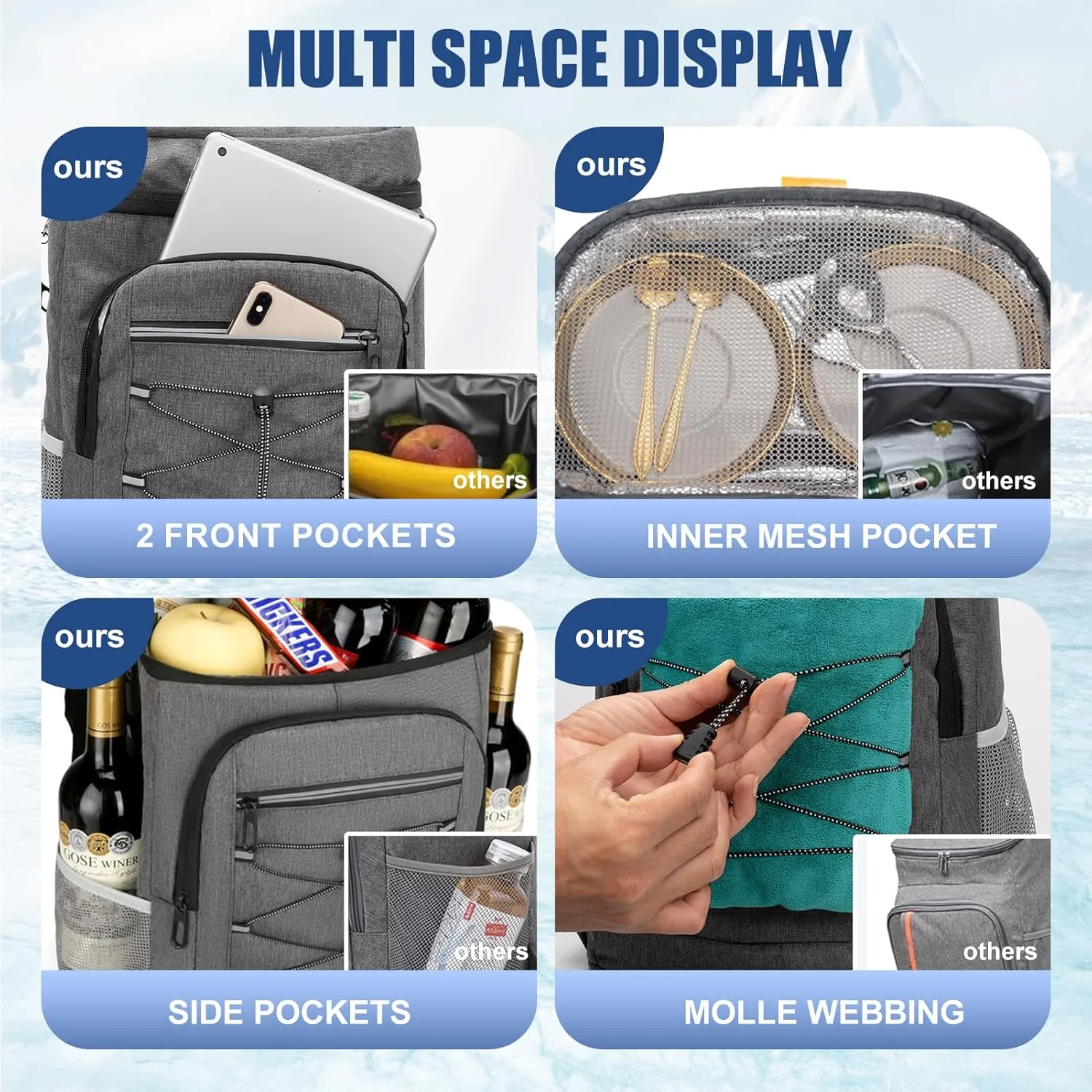 Backpack Cooler Insulated Leak Proof for Men Wowen 36 Cans Soft Cooler Backpack Insulated Waterproof Large Capacity Coolers Bag Portable for Lunch Camping Travel Picnic Hiking