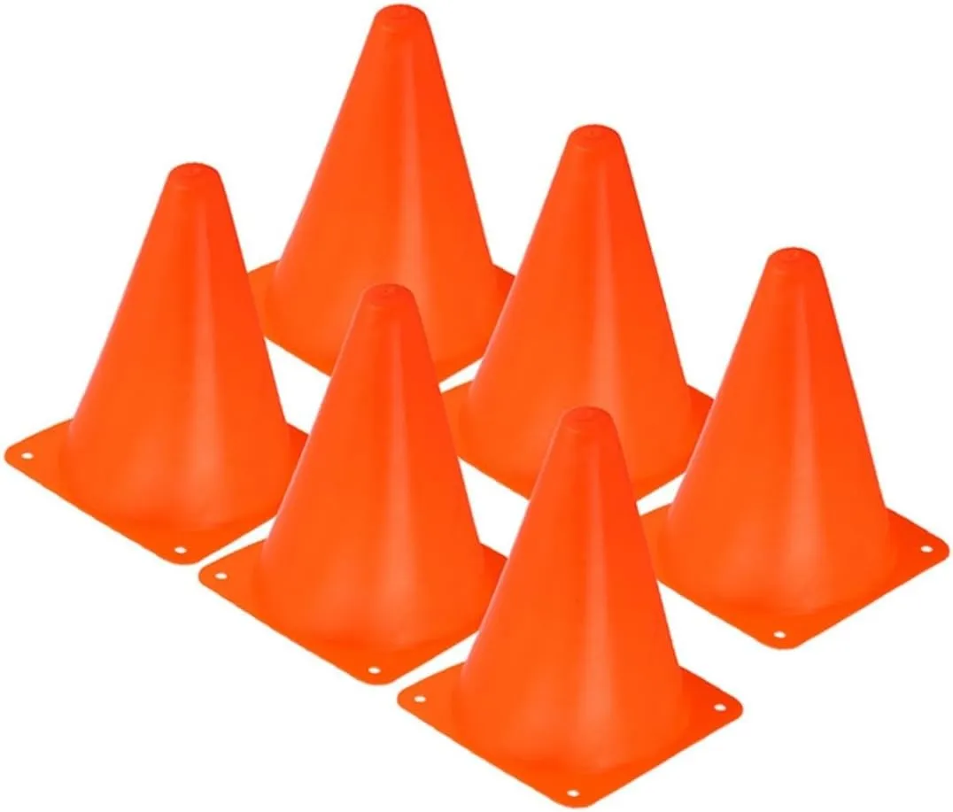 balacoo 6Pcs Training Cones Orange Sports Cones for Soccer Football Rugby Basketball Outdoor Games Obstacle Course and Activities