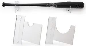 Baseball Bat Wall Mount for Horizontal Display - Sturdy Acrylic Bat Holder - Fits Any Baseball or Softball Bat (Hardware Included) Easy to Install