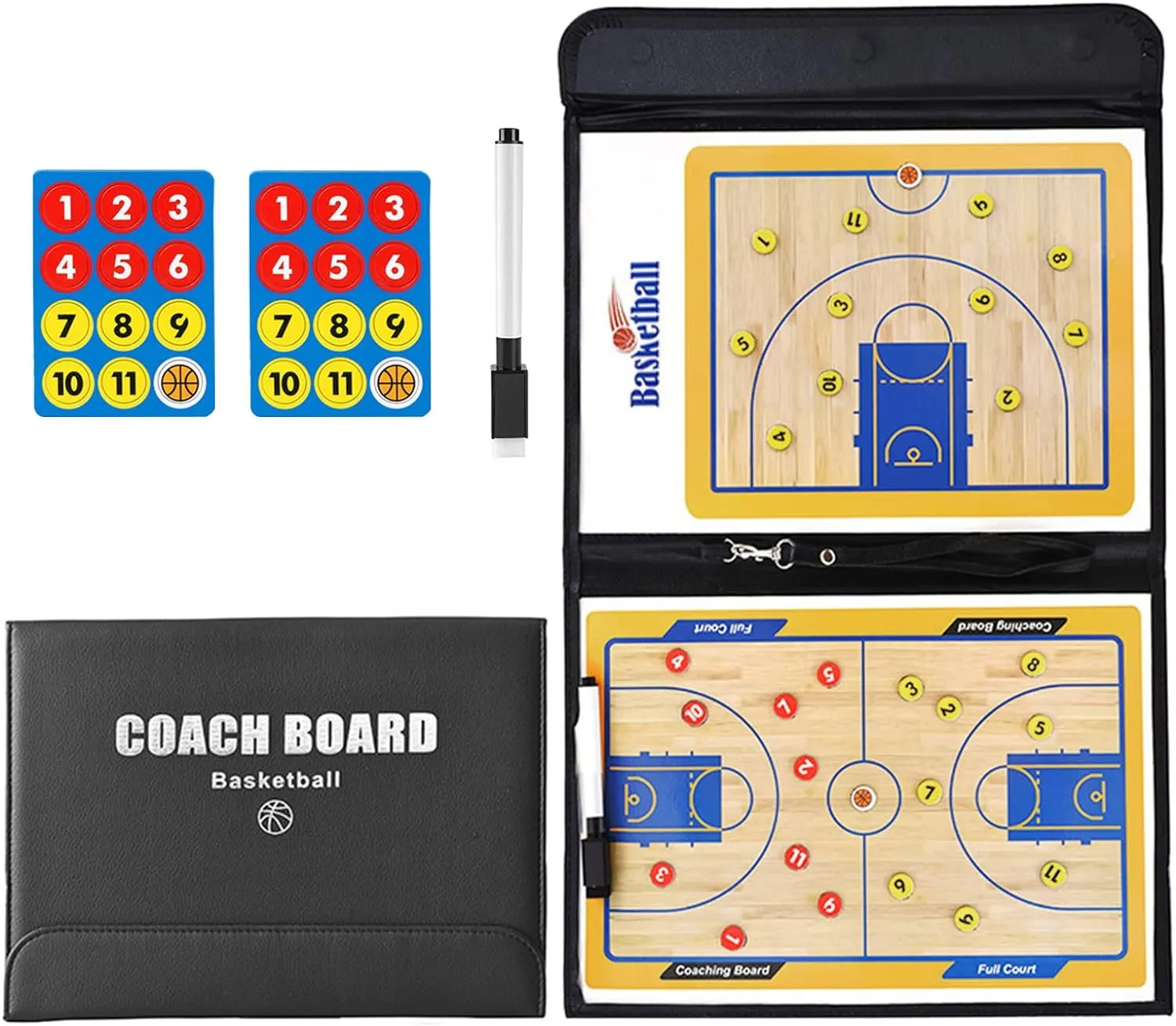 Basketball Coaching Board, Magnetic Tactics Strategy Board, Coaches Clipboard Kit with Magnets and Marker Pen, Coach Training Equipment for Teaching and Game Plan Demonstration