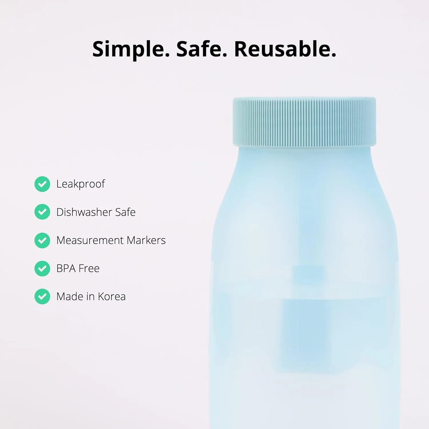 BLUE GINKGO Collapsible Water Bottle  Lightweight, Foldable Silicone Bottle for Travel, Hiking, and Camping (16.9oz, Made in Korea, Blue)