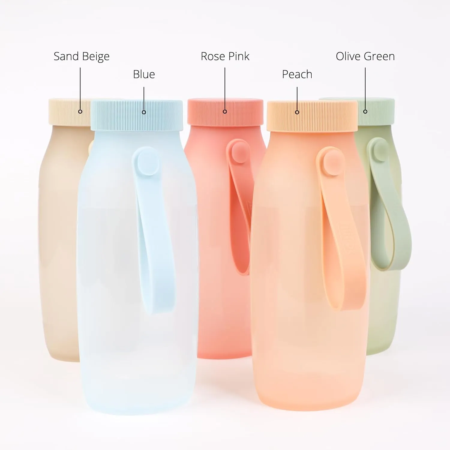 BLUE GINKGO Collapsible Water Bottle  Lightweight, Foldable Silicone Bottle for Travel, Hiking, and Camping (16.9oz, Made in Korea, Blue)