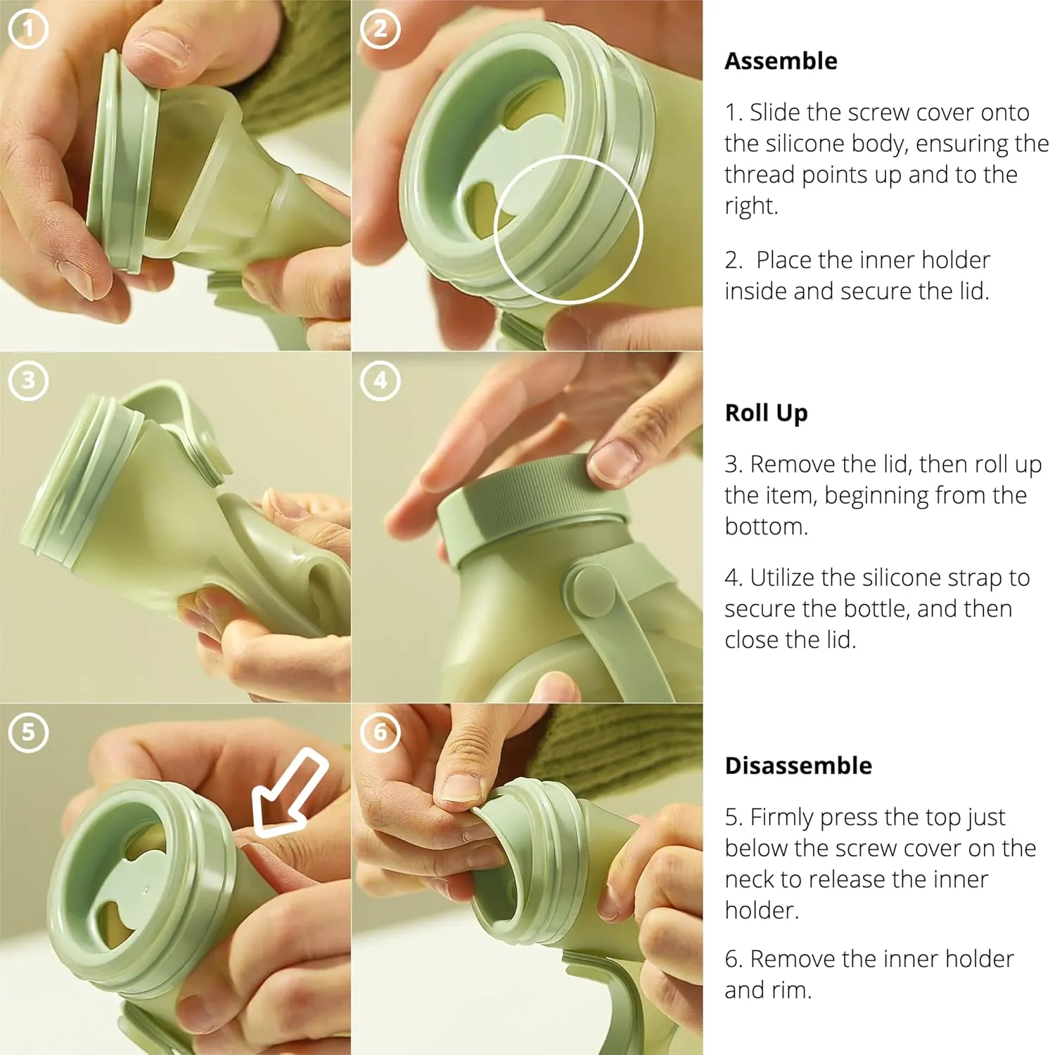 BLUE GINKGO Collapsible Water Bottle  Lightweight, Foldable Silicone Bottle for Travel, Hiking, and Camping (16.9oz, Made in Korea, Blue)