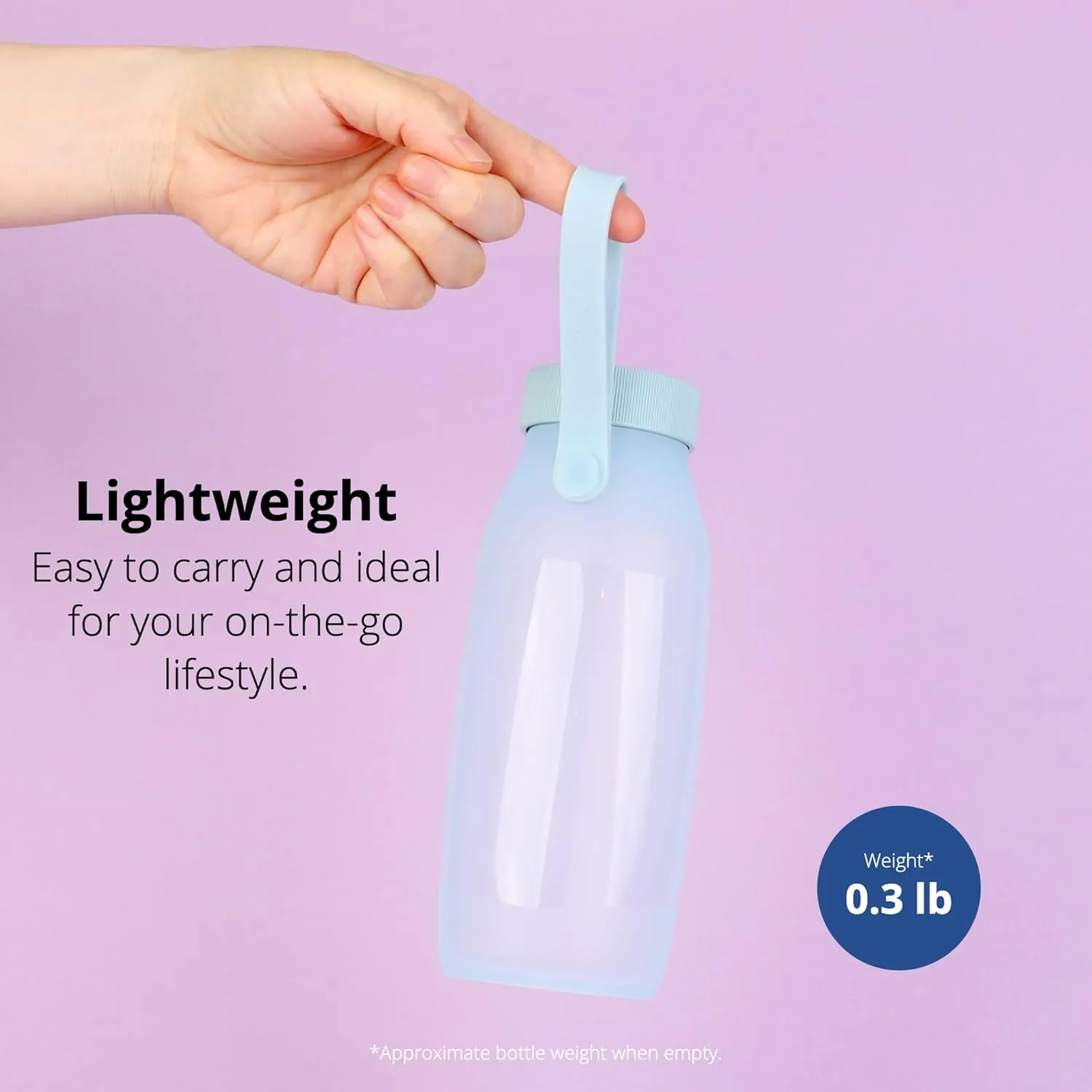 BLUE GINKGO Collapsible Water Bottle  Lightweight, Foldable Silicone Bottle for Travel, Hiking, and Camping (16.9oz, Made in Korea, Blue)