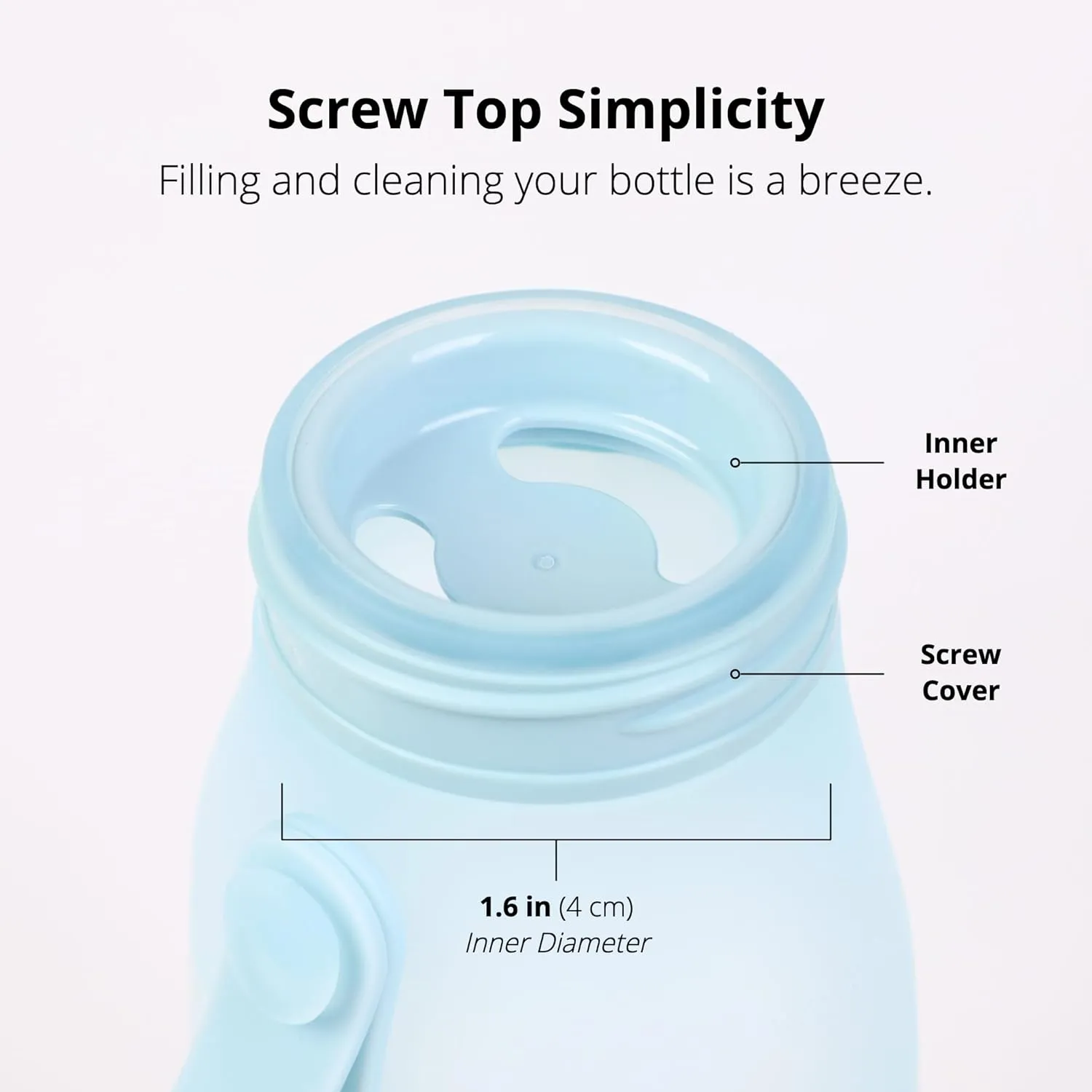 BLUE GINKGO Collapsible Water Bottle  Lightweight, Foldable Silicone Bottle for Travel, Hiking, and Camping (16.9oz, Made in Korea, Blue)