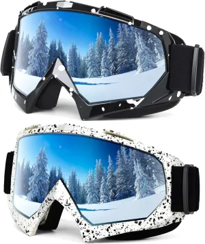 Braylin Adult Ski Goggles, 2-Pack Snowboard Goggles for Youth, Teens, Men & Women, Wide View Snowmobile Goggles