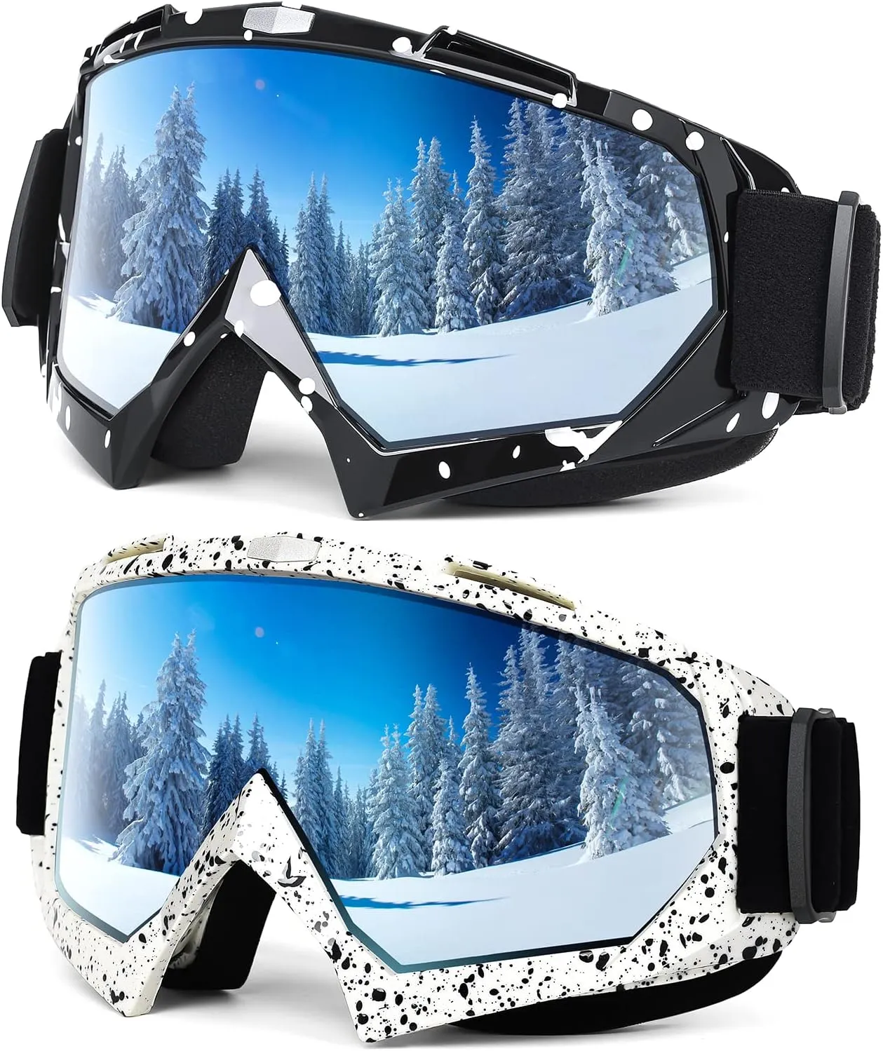 Braylin Adult Ski Goggles, 2-Pack Snowboard Goggles for Youth, Teens, Men & Women, Wide View Snowmobile Goggles