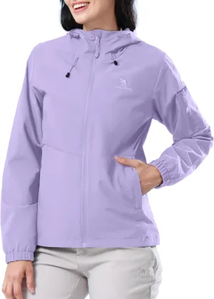CAMELSPORTS Women's Rain Jacket Lightweight Windbreaker Hooded Raincoat Windproof Coat Shell for Outdoor Hiking