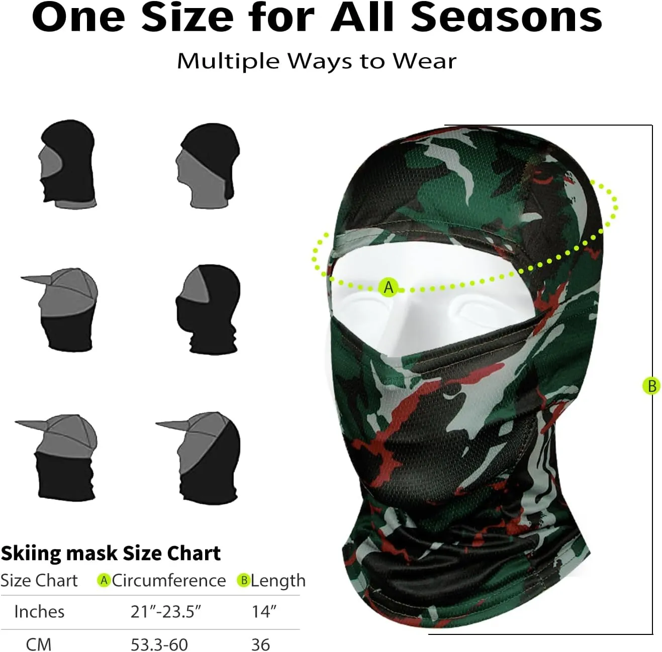 Camo Balaclava Face Mask Ski Mask for Men Women,Shiesty Mask UV Protector for Military Tactical Cycling Hunting Snowboard