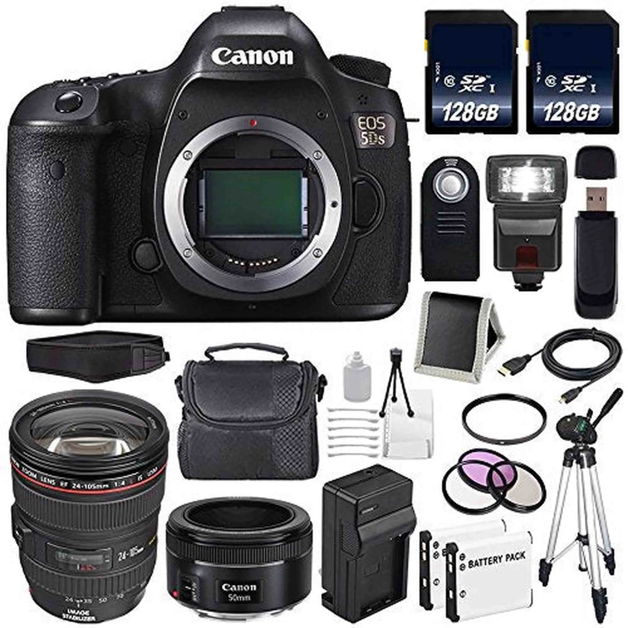 Canon EOS 5DS DSLR Camera (International Model) 0581C002   Canon EF 24-105mm f/4L is USM Lens   EF 50mm f/1.8 STM Lens  
