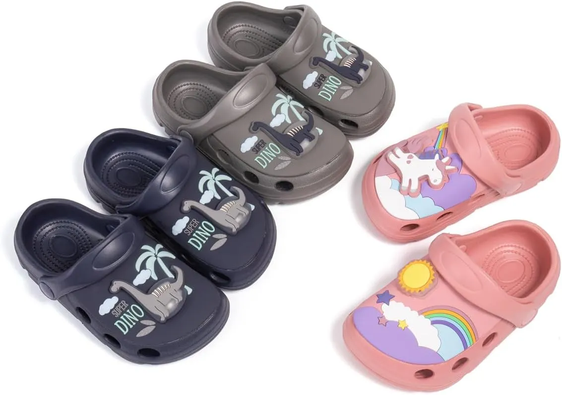 Casazoe Toddler Kids Boys Girls LED Garden Clogs EVA Summer Outdoor Light Up Slip On Shoes Cute Dinosaur Unicorn Water Sandals Lightweight Slipper Slides Beach Pool Play Shoes