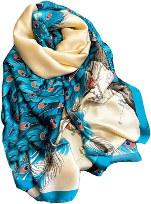 Fashion Scarves 100% Satin Silk Scarf Long Lightweight Sunscreen Shawls Wraps for Women Hair Scarves