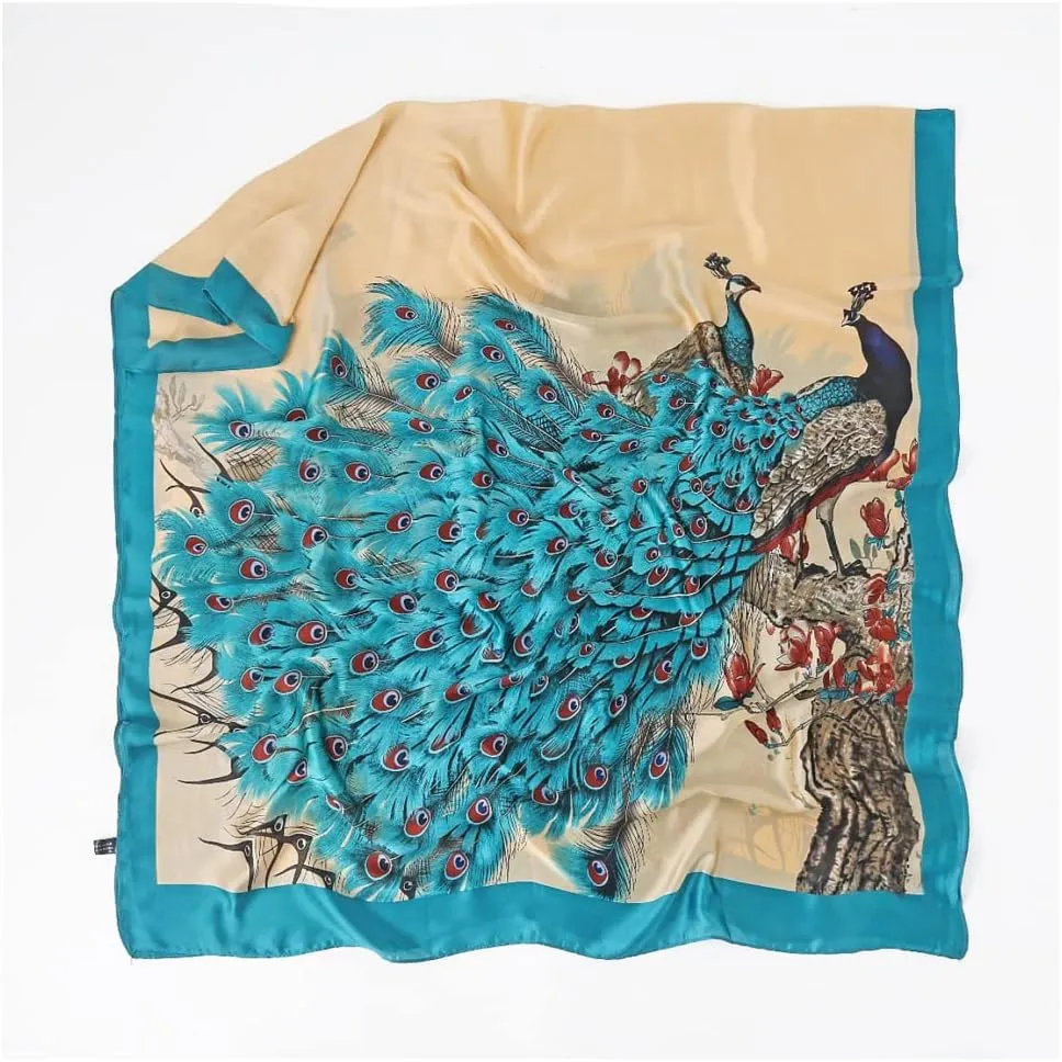Fashion Scarves 100% Satin Silk Scarf Long Lightweight Sunscreen Shawls Wraps for Women Hair Scarves
