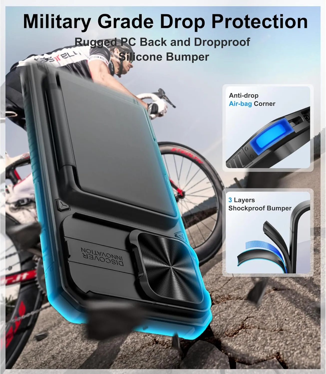 for iPhone 16 Pro Max Case Wallet with Screen Protector (Tempered Glass), Card Holder (4-5 Cards), Slide Camera Cover, Military Grade Drop, Heavy Duty Men Women Case for iPhone 16 Pro Max, Black