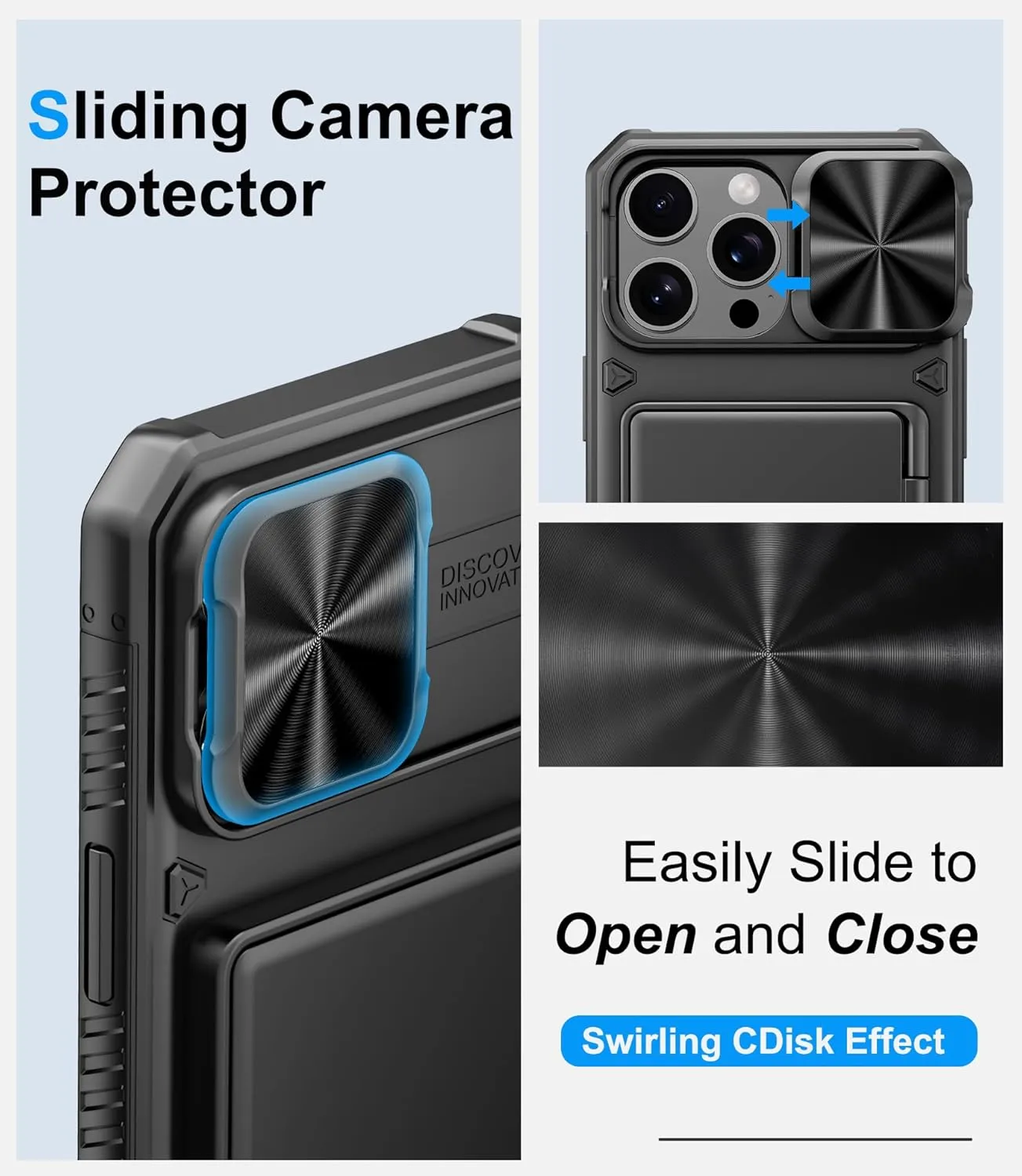 for iPhone 16 Pro Max Case Wallet with Screen Protector (Tempered Glass), Card Holder (4-5 Cards), Slide Camera Cover, Military Grade Drop, Heavy Duty Men Women Case for iPhone 16 Pro Max, Black