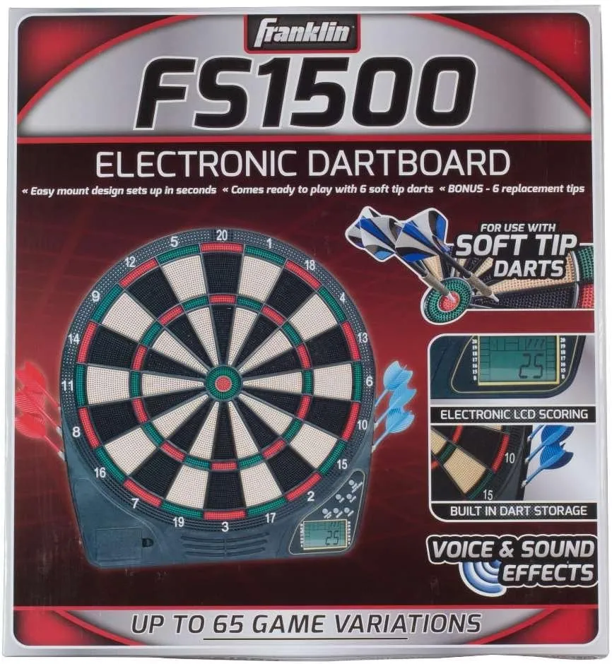 Franklin Sports Electronic Dart Board Sets - Soft Tip Electric Dartboard with Digital Scoreboard - (6) Darts Included