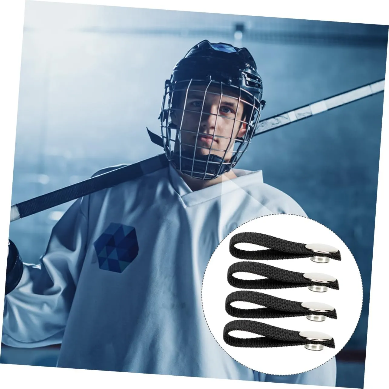 Gatuida 4sets Hockey Chin Strap Helmet Chin Strap Single Snap Aluminum Polyester Safety for Hockey Players 3pairs*4