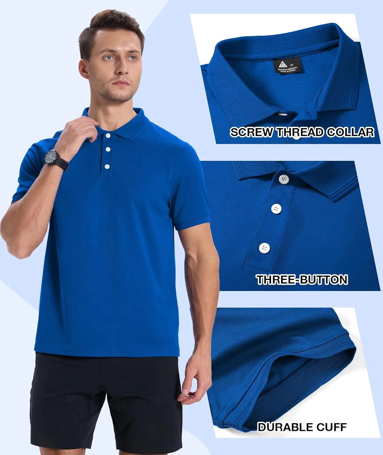 GEEK LIGHTING 3 Pack Mens Polo Shirts Short Sleeve Golf Shirt for Men Casual Athletic Collared T-Shirts