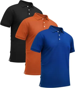 GEEK LIGHTING 3 Pack Mens Polo Shirts Short Sleeve Golf Shirt for Men Casual Athletic Collared T-Shirts