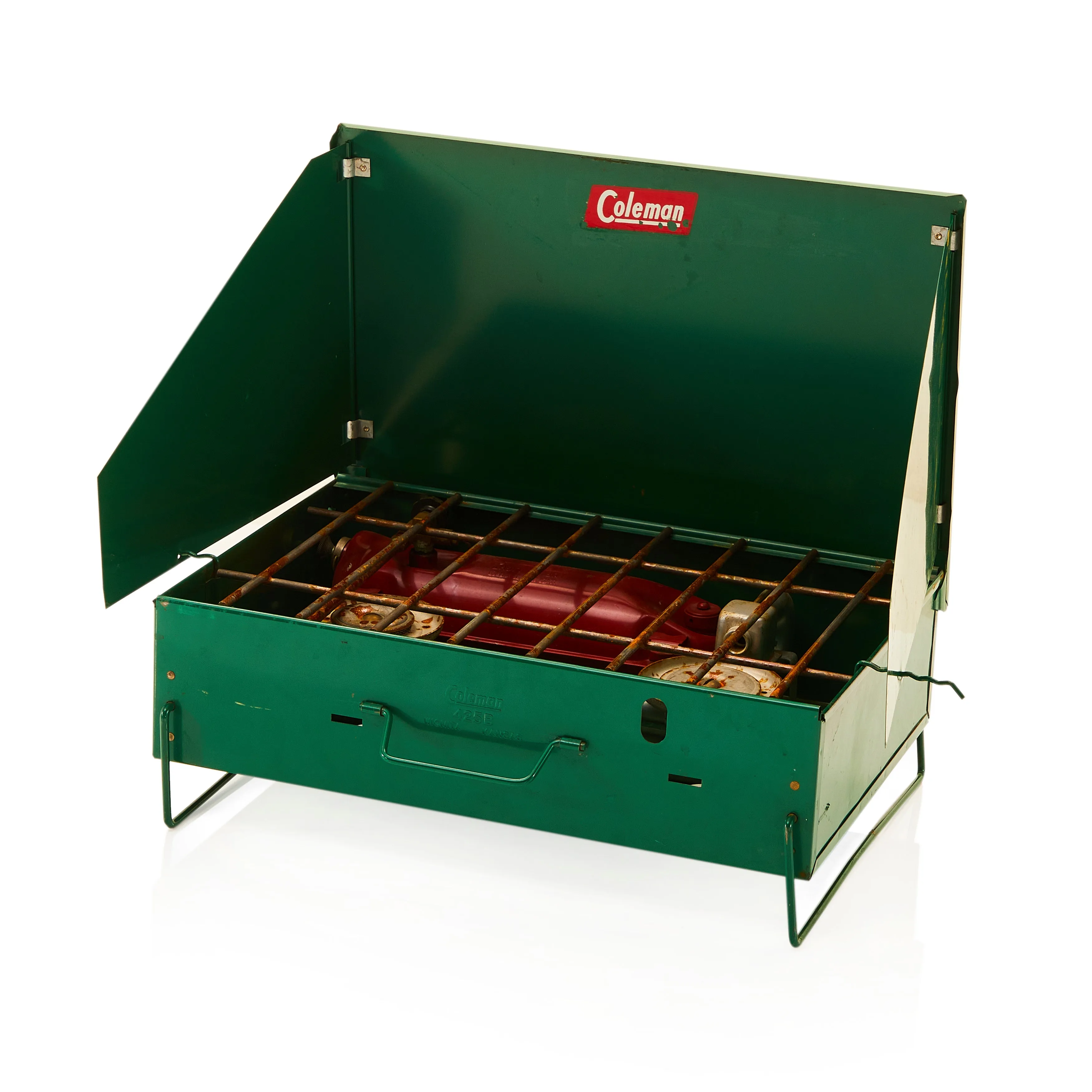 Green Metal Coleman Folding Camping Stove