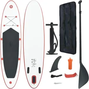 Inflatable Stand Up Paddle Board Set for Adventure and Fun on The Water, Red and White, Easy to Transport and Assemble