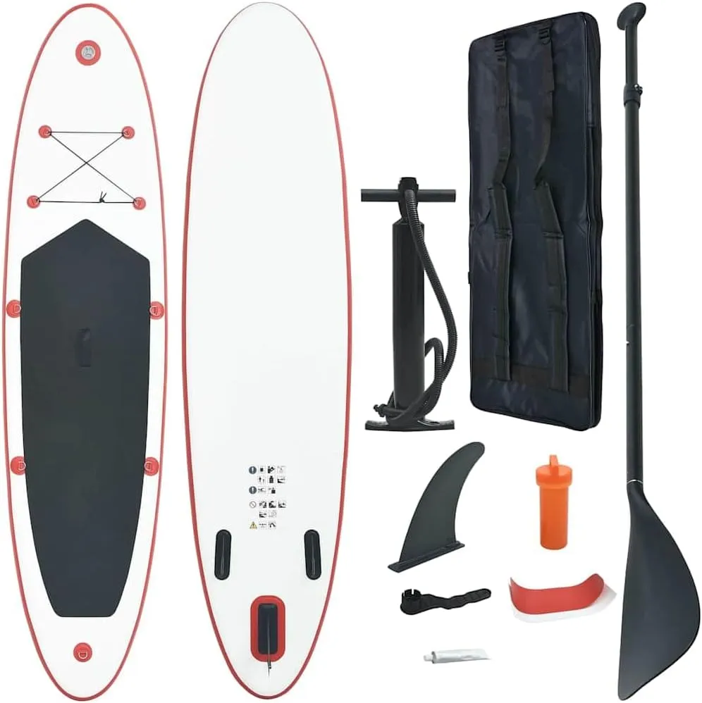 Inflatable Stand Up Paddle Board Set with Oar and High-Pressure Hand Pump, Puncture-Proof Design, Red