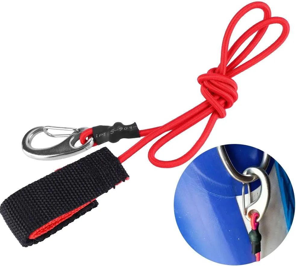Kayak Paddle Holder, Kayak Paddle Leash Nylon Elastic Adjustable Whit Clip, Fishing Kayak Accessories for Inflatable Fishing Rubber Boat Canoes River Rafts Yachts Travel