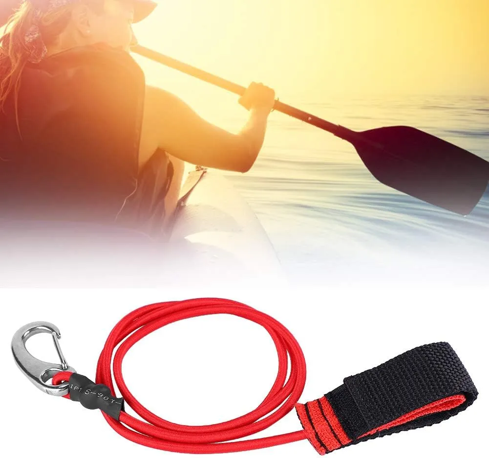 Kayak Paddle Holder, Kayak Paddle Leash Nylon Elastic Adjustable Whit Clip, Fishing Kayak Accessories for Inflatable Fishing Rubber Boat Canoes River Rafts Yachts Travel
