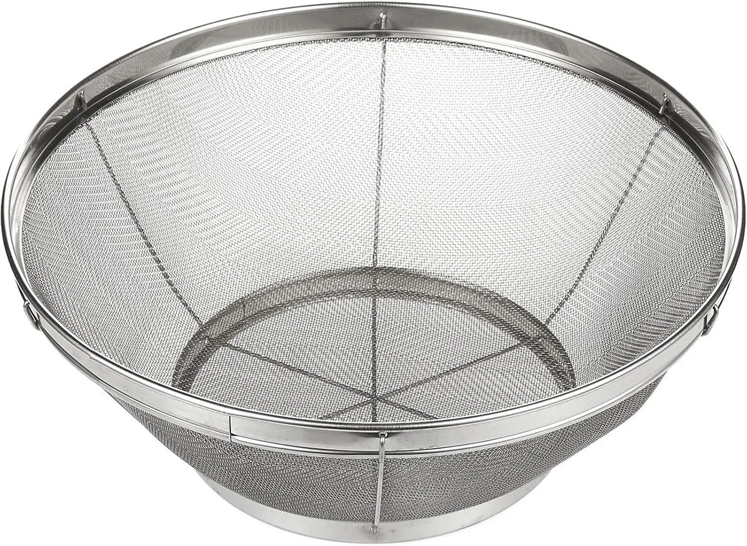 Large Fine Mesh Strainer for Kitchen - Metal Stainless Steel Colander for Rice, Pasta, Quinoa, Yogurt (11x4 In)