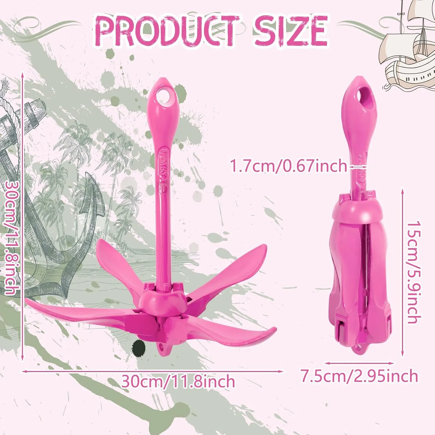 Lounsweer 2 Pack Marine Kayak Anchor Kit Grapnel Anchor Kit Folding Grapnel Anchor Boat Anchor with Foldable Claw Kayak Fishing Accessories for Small Boats Kayak Canoes Motorboat Paddle