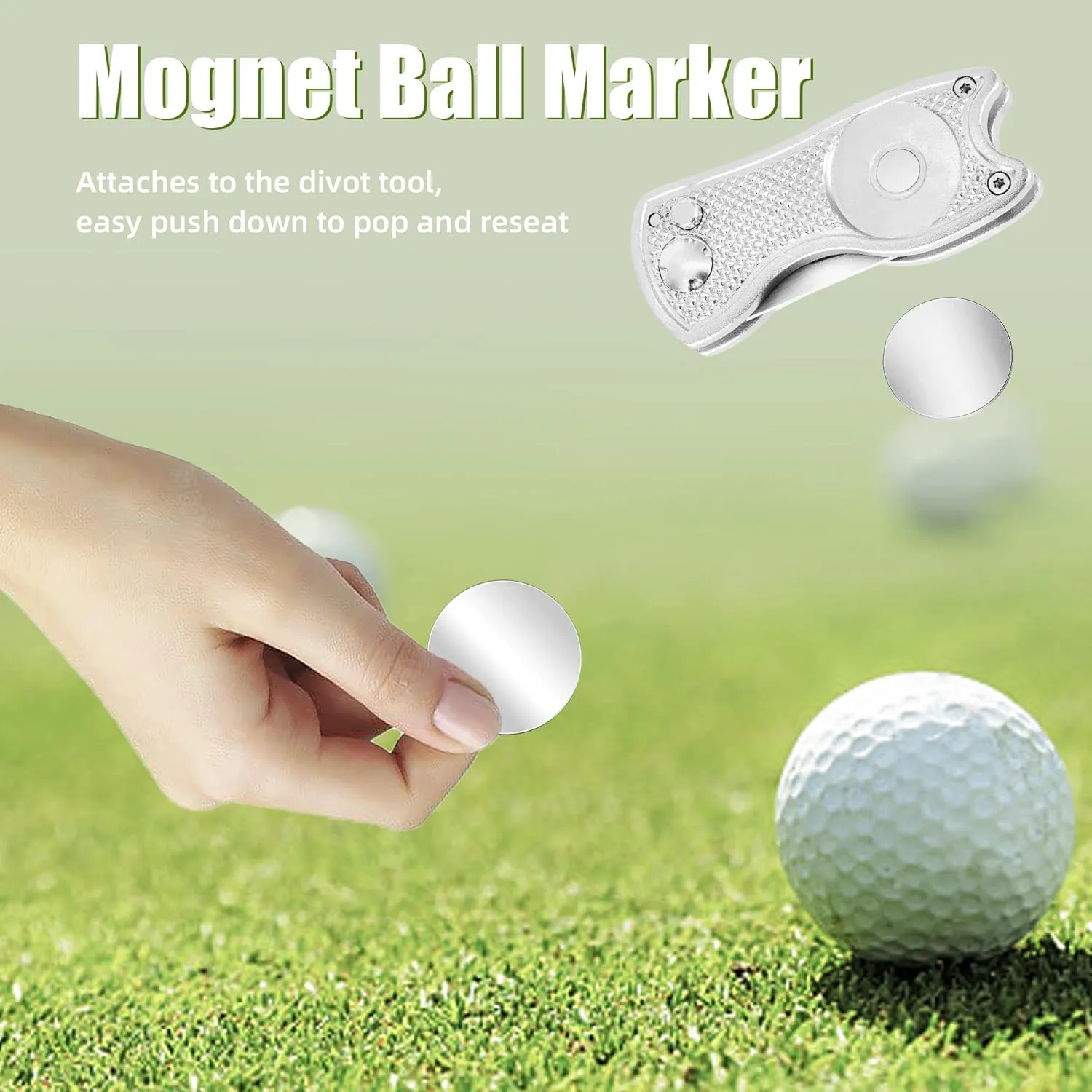 Mile High Life Golf Divot Repair Tool, All Metal Foldable Divot Tool with Pop-up Button & Magnetic Ball Marker, 2-6 Pack