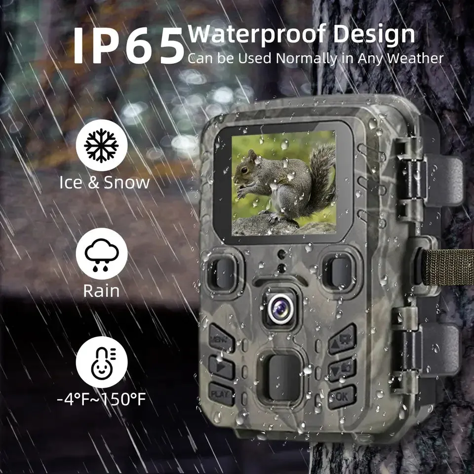 Mini301 Trail Camera Night Vision Hunting Motion 1080P 20MP IP65 Waterproof Outdoor Wild Camera with IR LED Range Up To 65ft