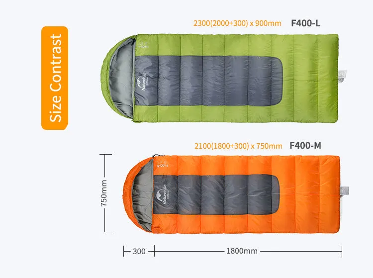 Naturehike F400 Ultralight Portable Envelope Cotton Sleeping Bag Size M/L
