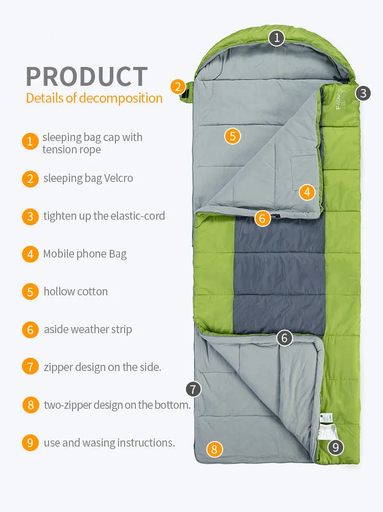 Naturehike F400 Ultralight Portable Envelope Cotton Sleeping Bag Size M/L