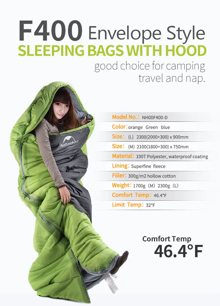 Naturehike F400 Ultralight Portable Envelope Cotton Sleeping Bag Size M/L