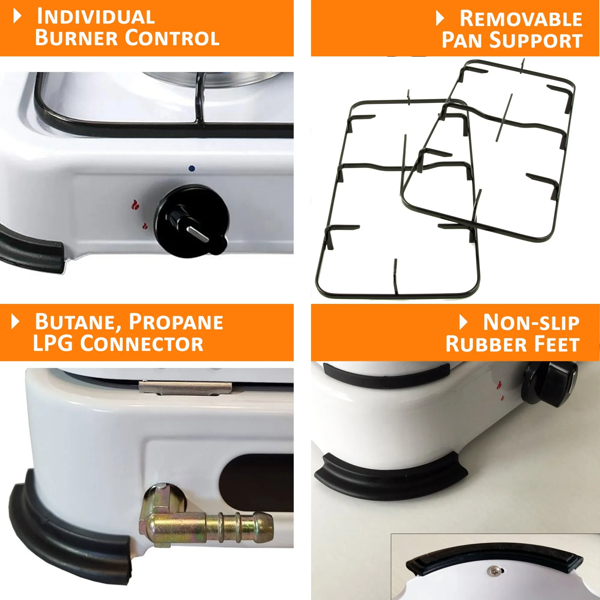 NJ-04 Camping Gas Stove 4 Burner Enamel Lid Outdoor