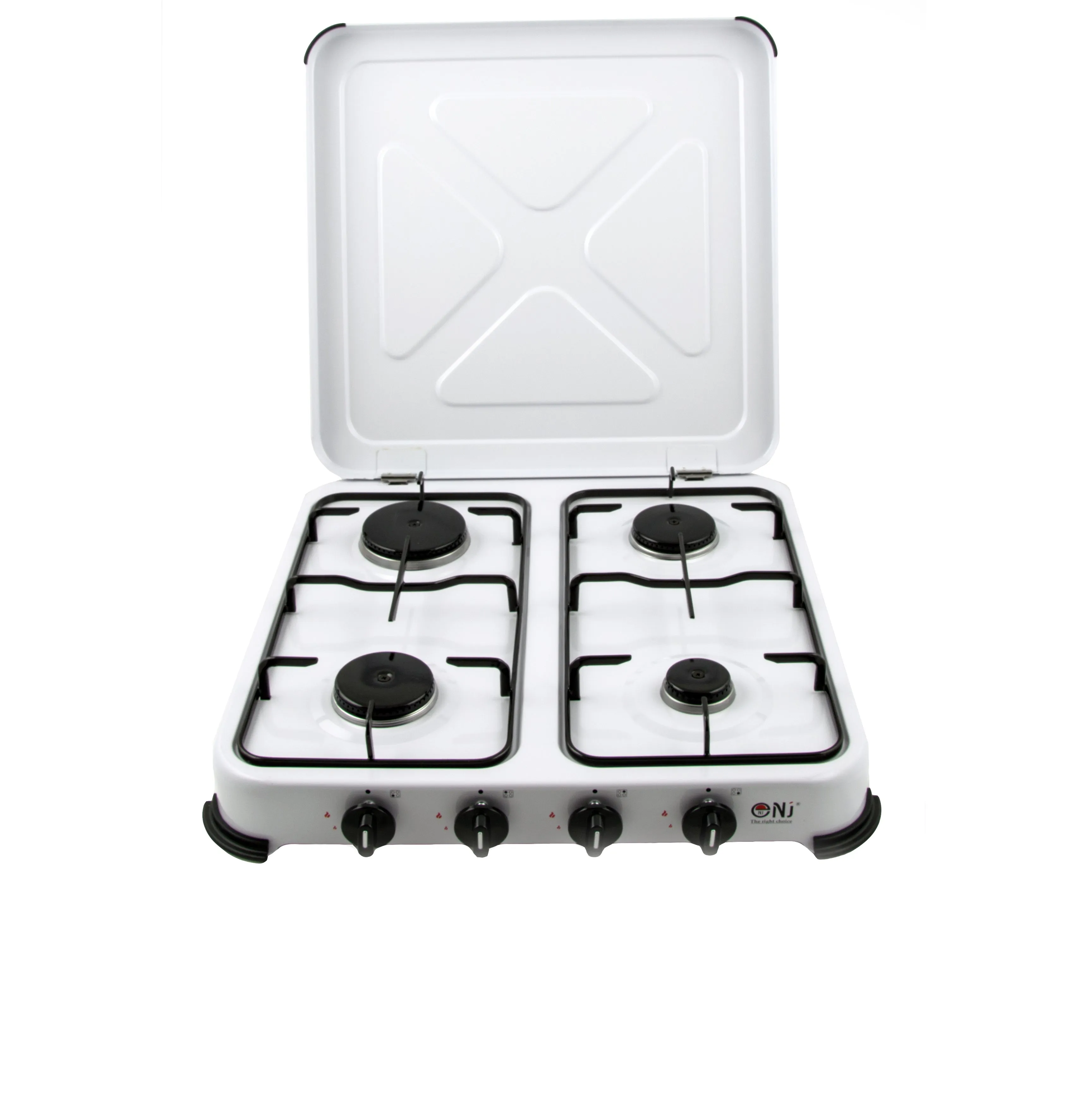 NJ-04 Camping Gas Stove 4 Burner Enamel Lid Outdoor