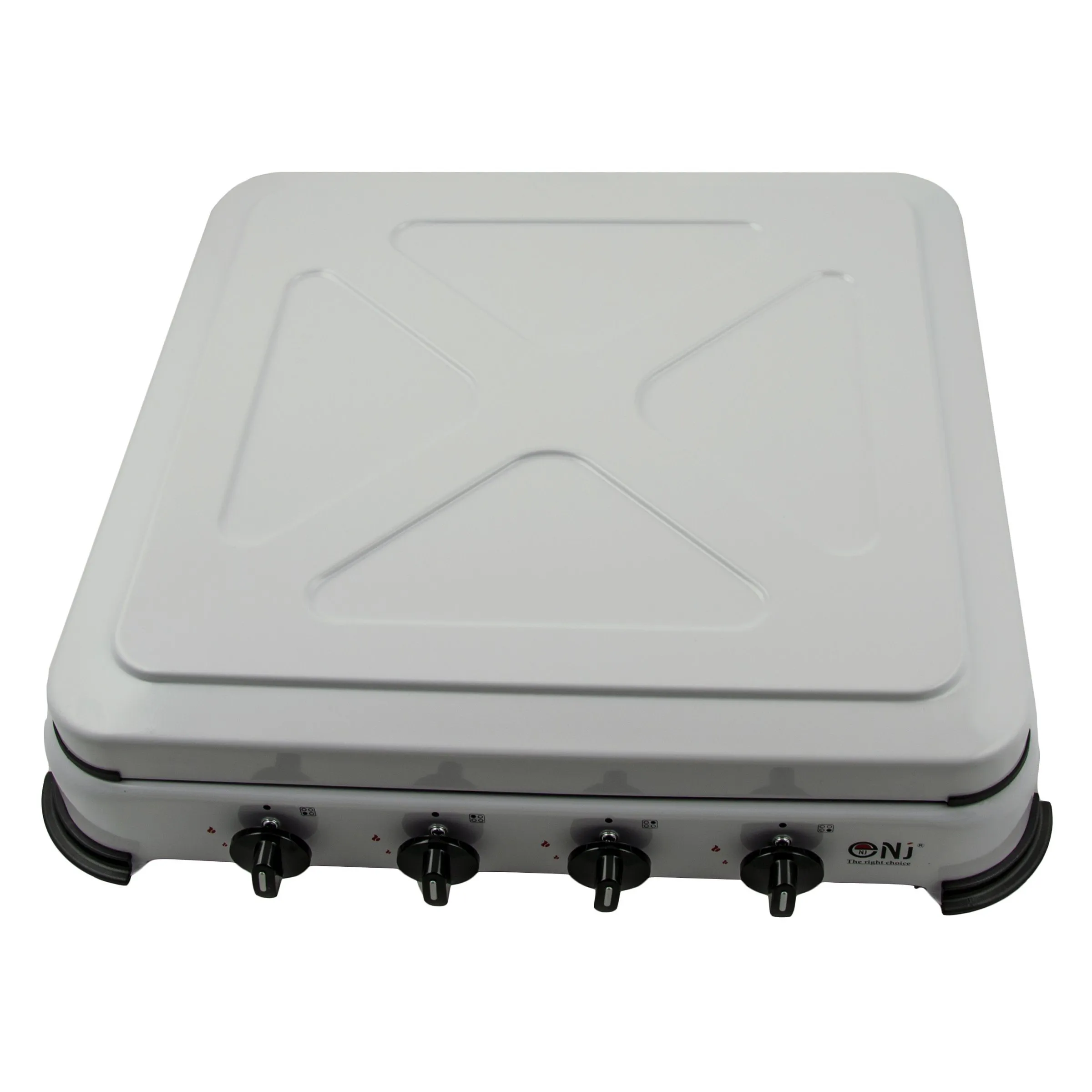 NJ-04 Camping Gas Stove 4 Burner Enamel Lid Outdoor