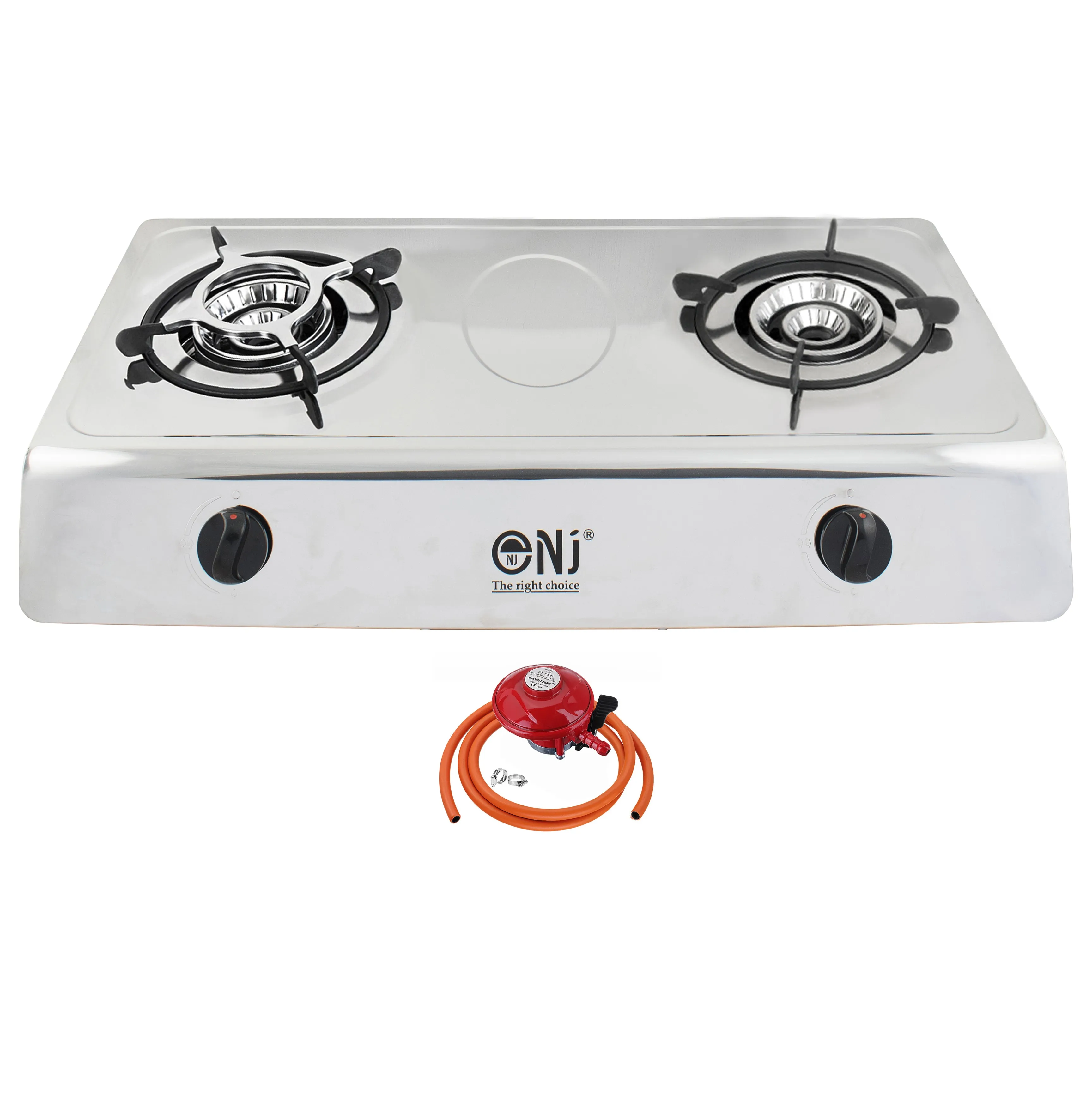 NJ-200 Gas Stove 2 Burner Stainless Steel 70cm Piezo Outdoor use