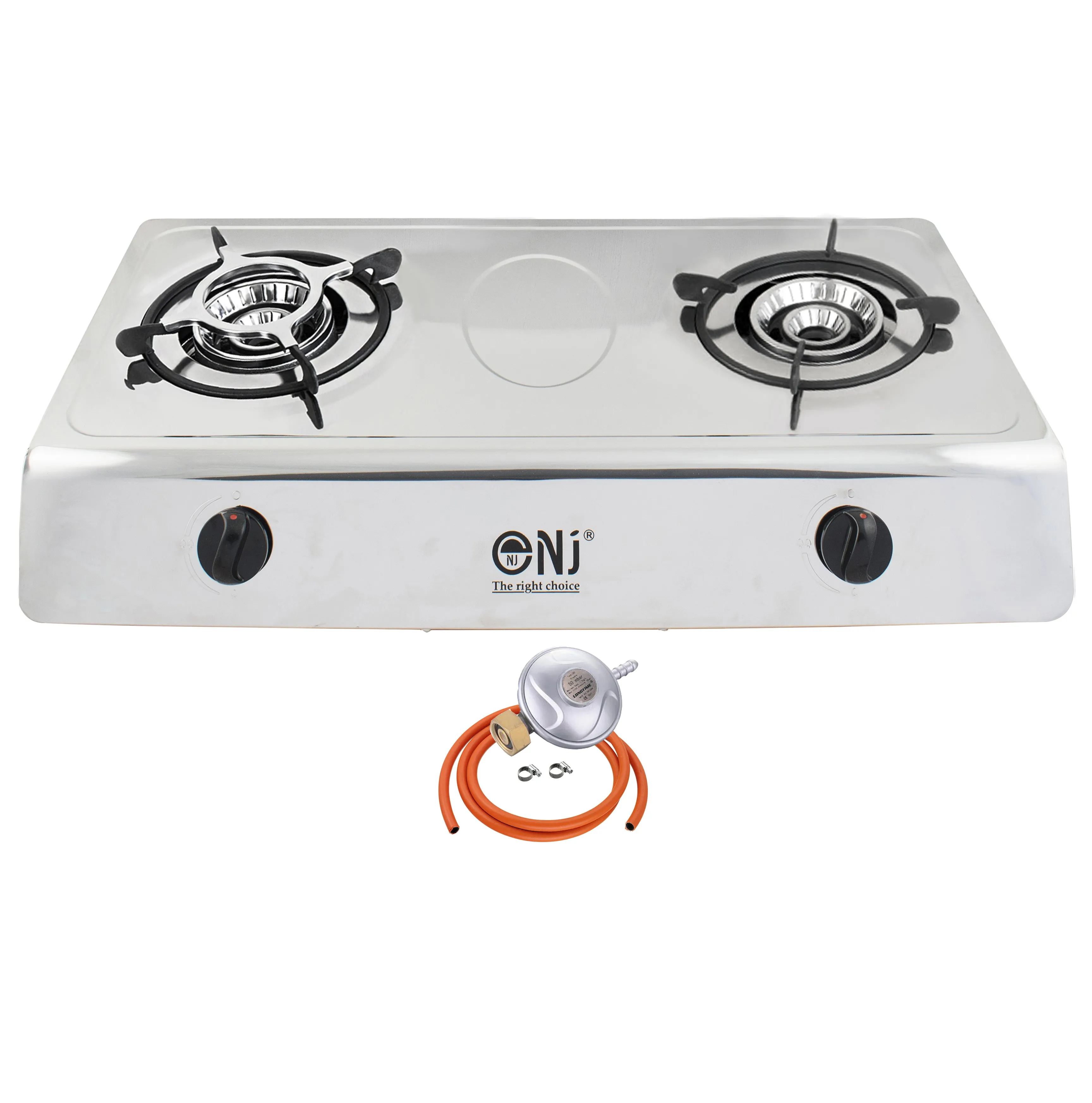 NJ-200 Gas Stove 2 Burner Stainless Steel 70cm Piezo Outdoor use